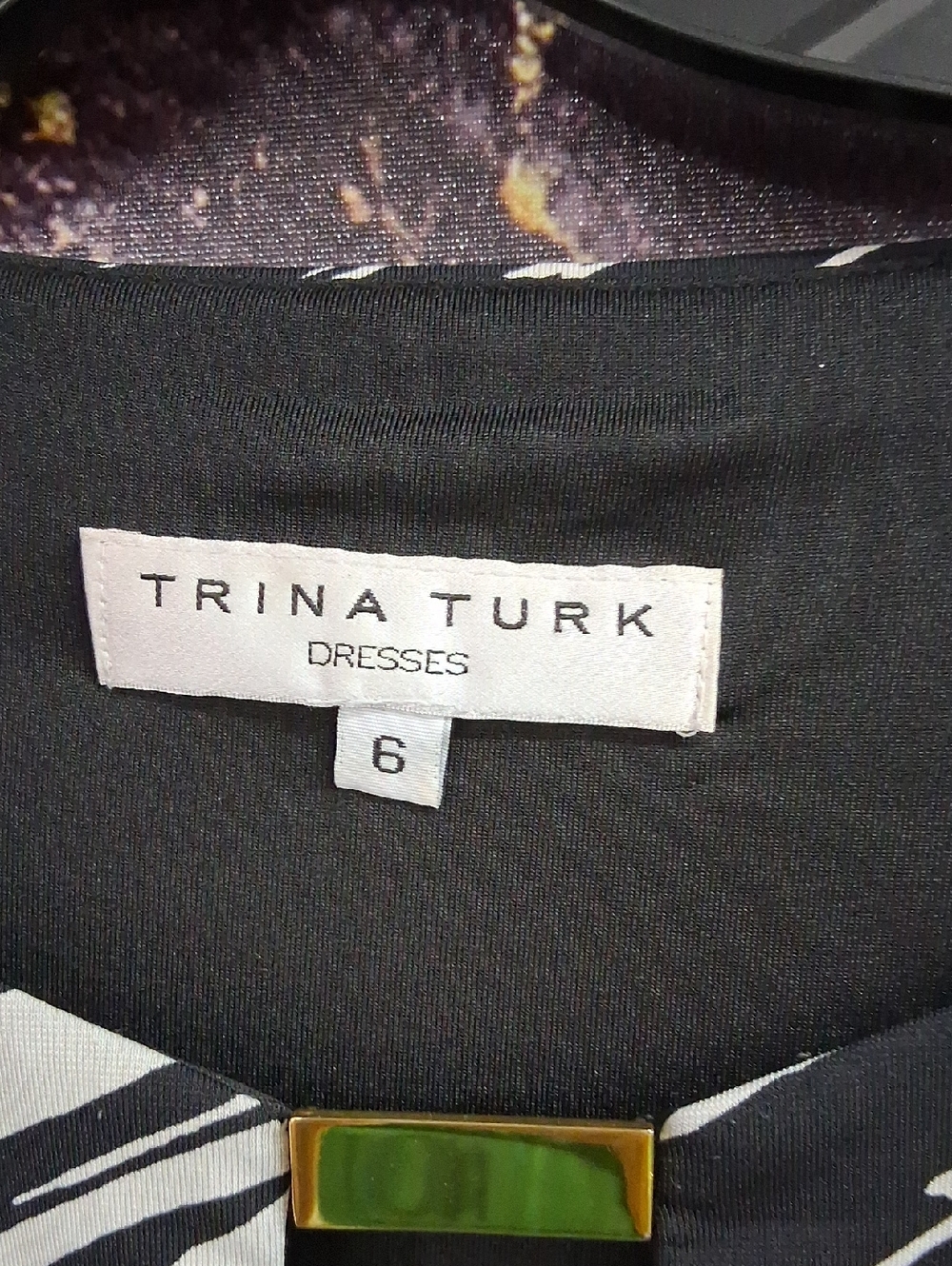 Trina Turk Black and White Dress with Silver Accent On Collar. SIZE:6.